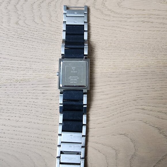 Men's Guess Stainless Steel and Black Leather Watch - Picture 11 of 13